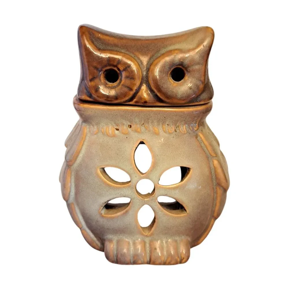 Vintage Ceramic Candle Warmer Owl Shaped Tea Candle 2-pieces